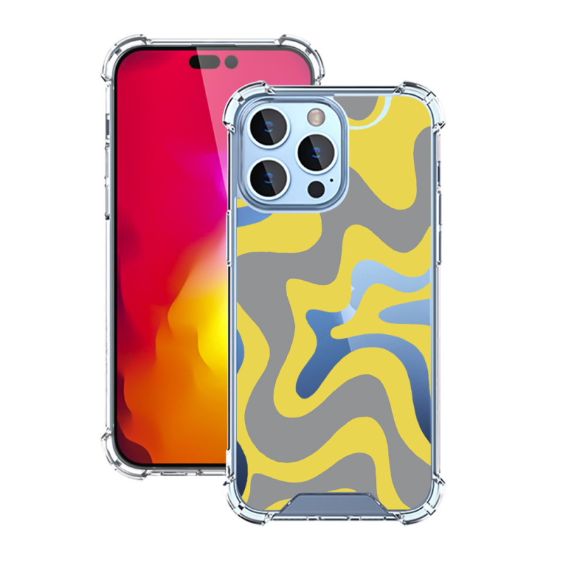 Prozirna TPU+PC futrola za Apple iPhone 17 Pro Max, otporna na padove, s šarenim valovitim dizajnom