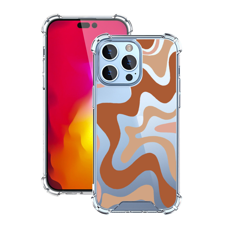 Prozirna TPU+PC futrola za Apple iPhone 17 Pro Max, otporna na padove, s šarenim valovitim dizajnom