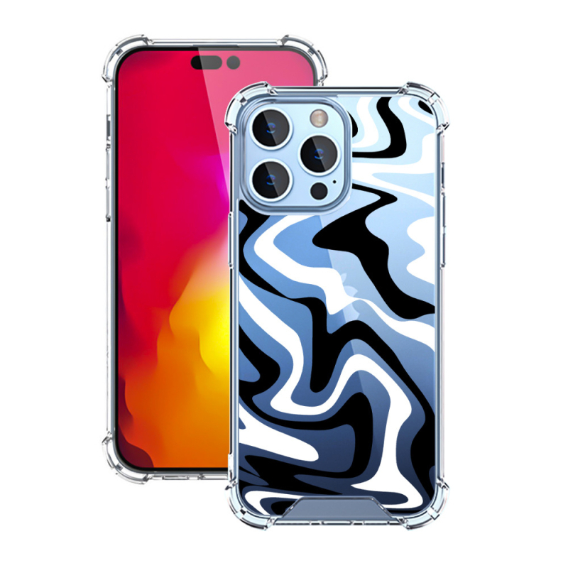 Prozirna TPU+PC futrola za Apple iPhone 17 Pro Max, otporna na padove, s šarenim valovitim dizajnom