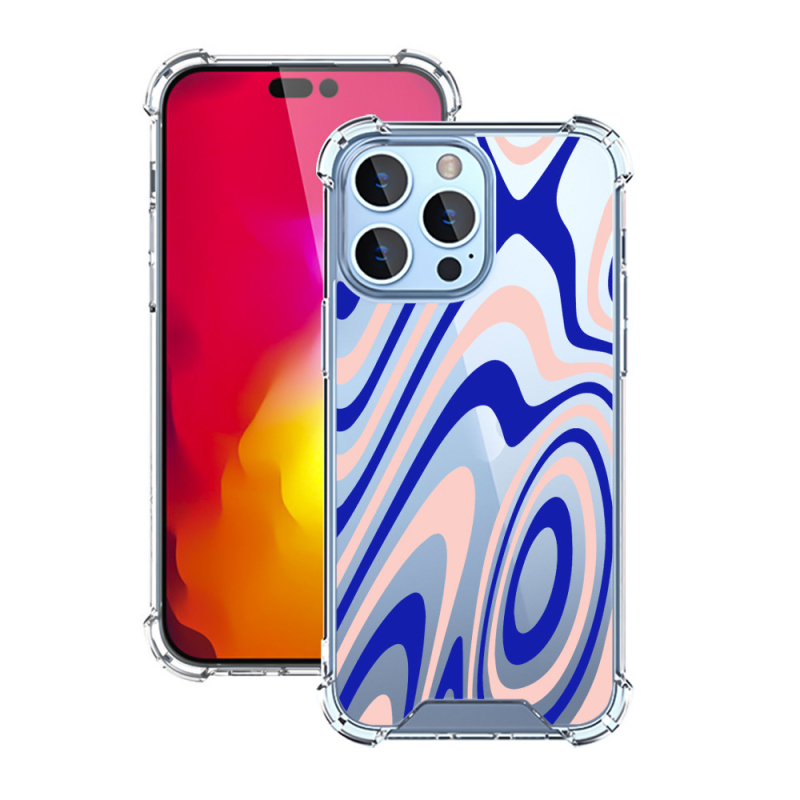Prozirna TPU+PC futrola za Apple iPhone 17 Pro Max, otporna na padove, s šarenim valovitim dizajnom