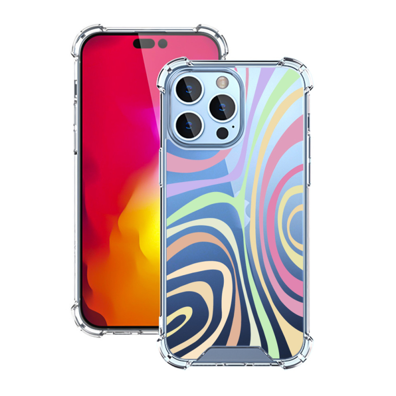 Prozirna TPU+PC futrola za Apple iPhone 17 Pro Max, otporna na padove, s šarenim valovitim dizajnom