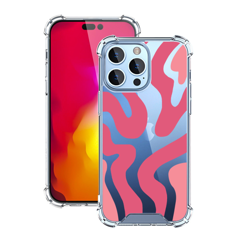 Prozirna TPU+PC futrola za Apple iPhone 17 Pro Max, otporna na padove, s šarenim valovitim dizajnom