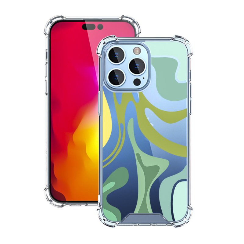 Prozirna TPU+PC futrola za Apple iPhone 17 Pro Max, otporna na padove, s šarenim valovitim dizajnom
