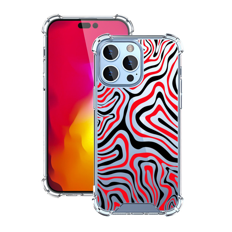 Prozirna TPU+PC futrola za Apple iPhone 17 Pro Max, otporna na padove, s šarenim valovitim dizajnom