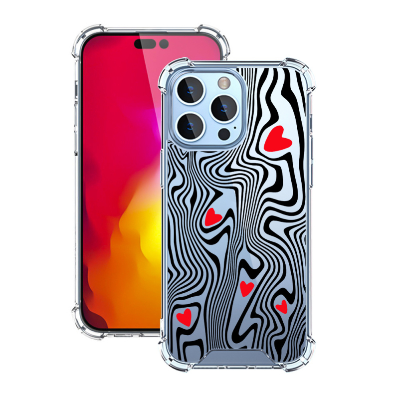 Prozirna TPU+PC futrola za Apple iPhone 17 Pro Max, otporna na padove, s šarenim valovitim dizajnom