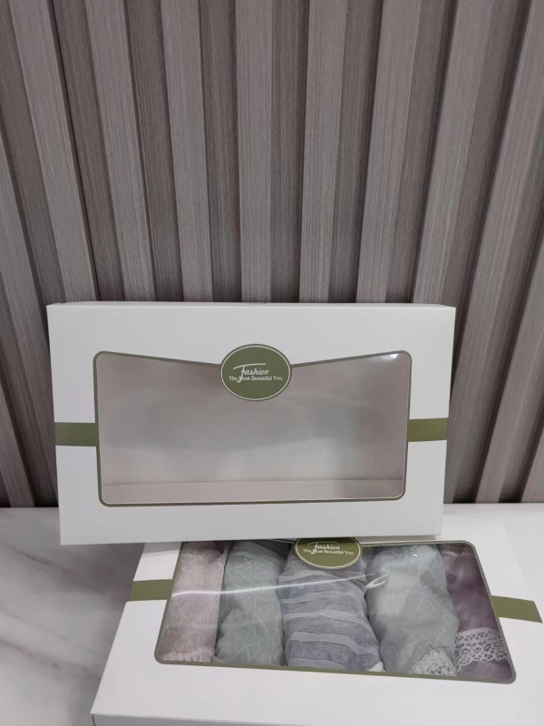 Cutie cadou pentru lenjerie cu capac dublu, design semi-transparent, ambalaj minimalist pentru 3 sau 5 bucăți lenjerie