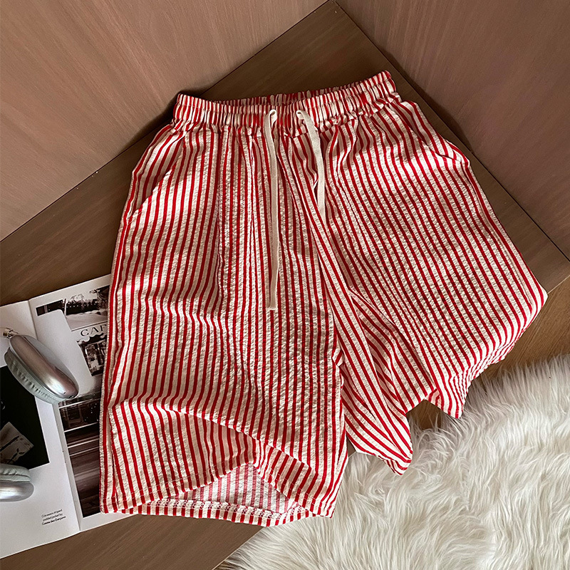 Muške pidžama šorceve s kariranim i prugastim uzorkom, lagana ljetna svakodnevna odjeća, plus veličina, dvije džepove