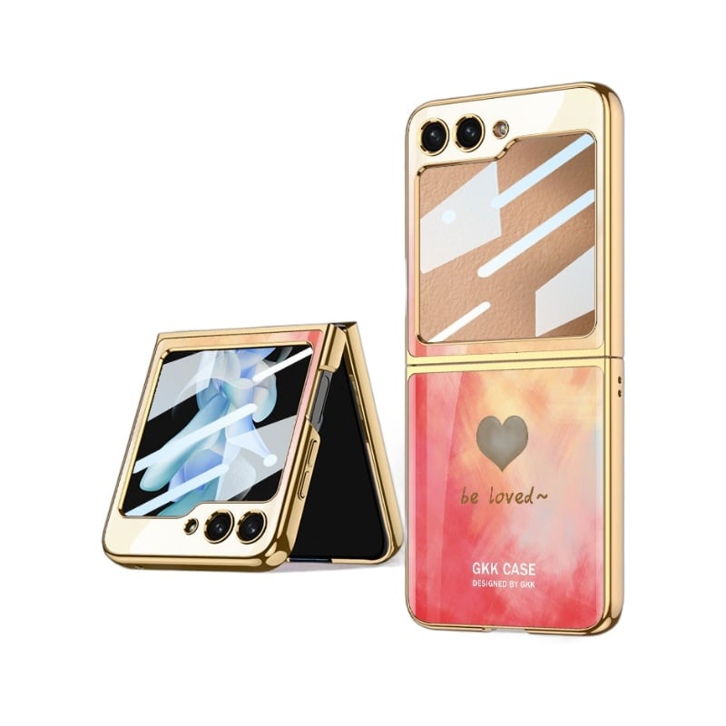 Stražnji poklopac za Samsung Galaxy Z Flip5 s dizajnom srca — modni, lagani luksuz, unisex, integrirano kućište i zaštitni film zaslona