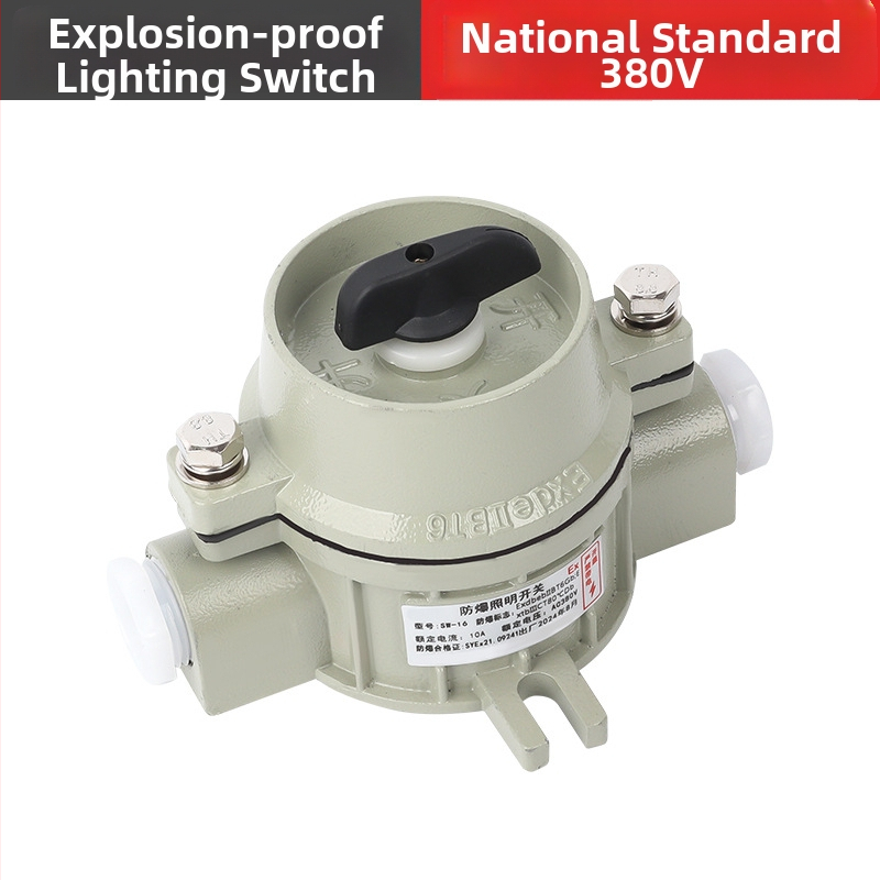 Explozii odolný stenný vypínač 220V/380V, povrchová montáž, otočný jednopólový/dvojpólový poistkový vypínač, priemyselný vodotesný vypínač