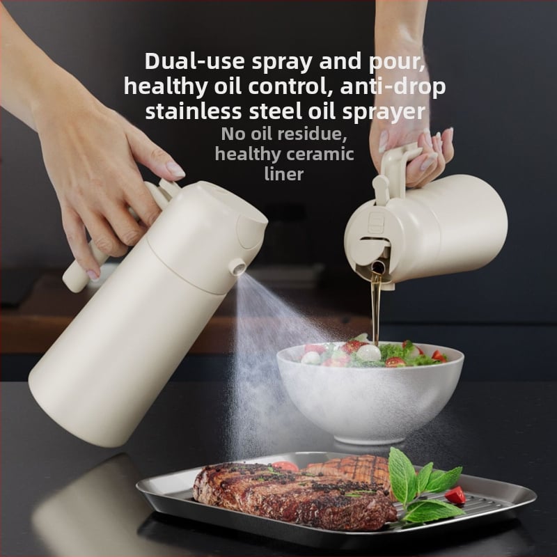 Jieanxi recipient din oțel inoxidabil pentru ulei, model nou, recipient de condimente pentru bucătărie cu interior ceramic și spray de ulei atomizat