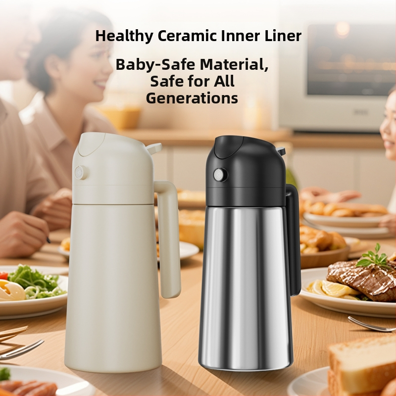 Jieanxi recipient din oțel inoxidabil pentru ulei, model nou, recipient de condimente pentru bucătărie cu interior ceramic și spray de ulei atomizat