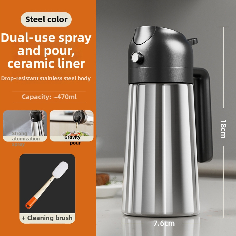 Jieanxi recipient din oțel inoxidabil pentru ulei, model nou, recipient de condimente pentru bucătărie cu interior ceramic și spray de ulei atomizat