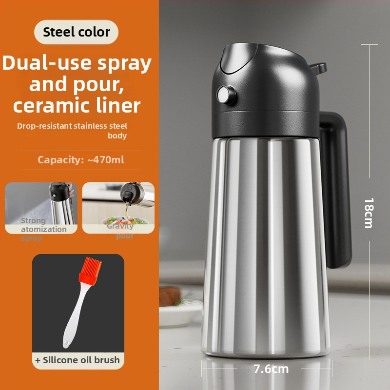 Jieanxi recipient din oțel inoxidabil pentru ulei, model nou, recipient de condimente pentru bucătărie cu interior ceramic și spray de ulei atomizat