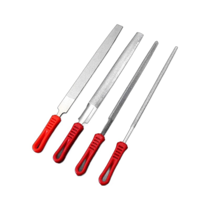 Set de fișiere diamantate cu profiluri multiple: plat, triunghiular, circular, pătrat și semicircular; abraziv diamantat electroplatat; dimensiuni 6, 8, 10 și 12 inci; pentru metal și piatră