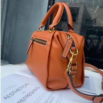 Velika Boston torba od prave kože, koža prvog sloja, crossbody remen, zatvaranje na zip, velika kapaciteta, za rekreacijska putovanja