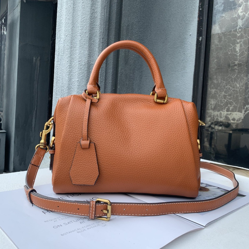 Velika Boston torba od prave kože, koža prvog sloja, crossbody remen, zatvaranje na zip, velika kapaciteta, za rekreacijska putovanja