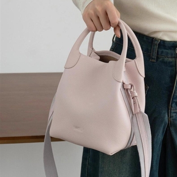 Kožna torba tipa kofa Lorop Lychee uzorka, ručna torba, svestrana za rame ili crossbody, ženska torba
