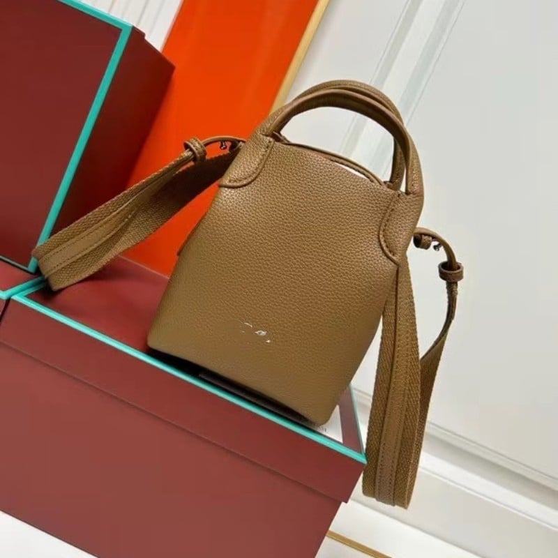Kožna torba tipa kofa Lorop Lychee uzorka, ručna torba, svestrana za rame ili crossbody, ženska torba