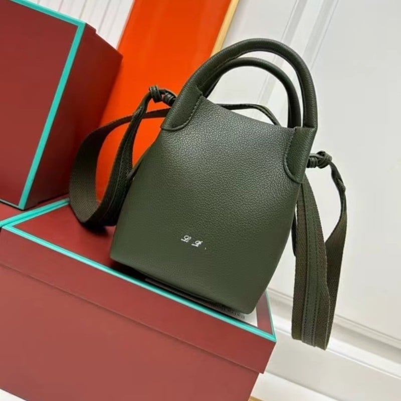 Kožna torba tipa kofa Lorop Lychee uzorka, ručna torba, svestrana za rame ili crossbody, ženska torba