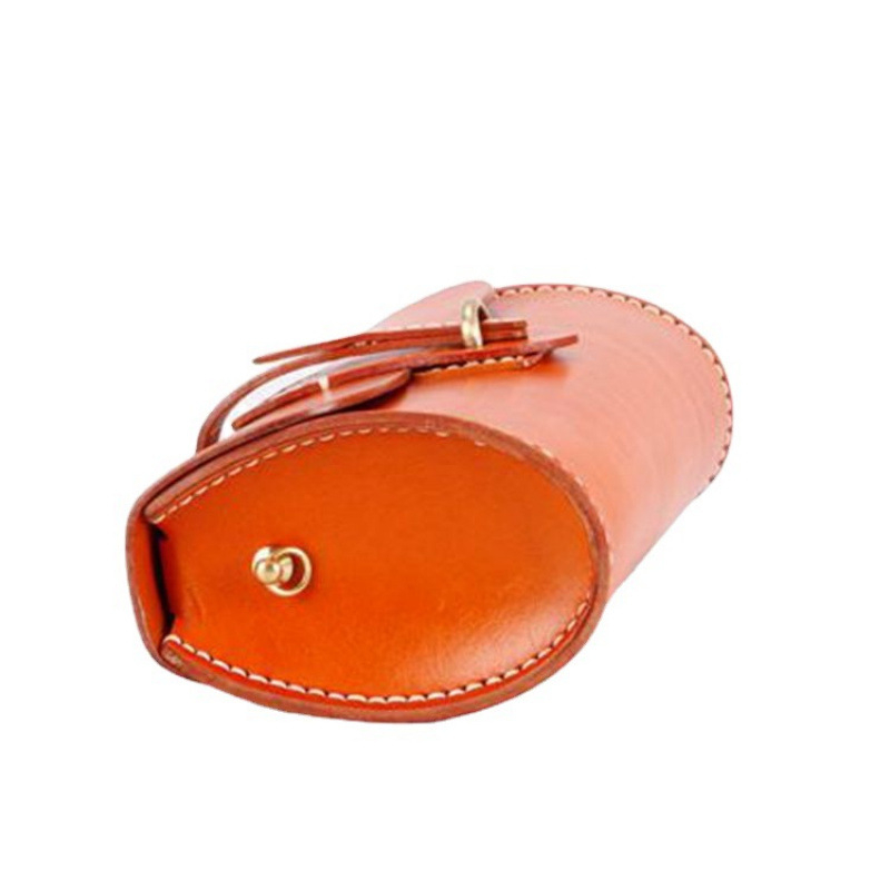Cilindrična crossbody torba od prve klase teleće kože, prirodna koža, retro minimalistički dizajn za žene
