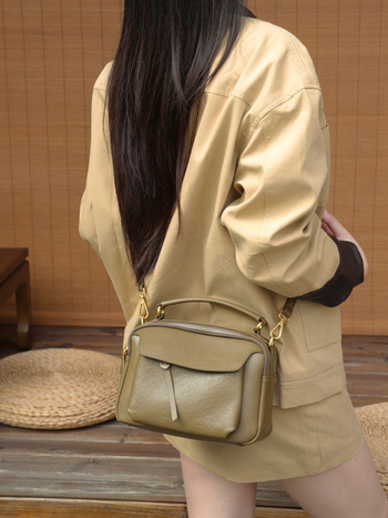 BBYANG Vintage crossbody torbica za žene, od vršnog sloja kože s rastlinskim postupkom obrade