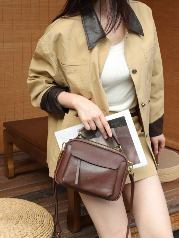 BBYANG Vintage crossbody torbica za žene, od vršnog sloja kože s rastlinskim postupkom obrade
