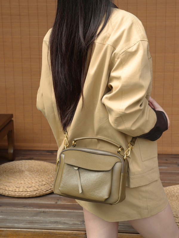 BBYANG Vintage crossbody torbica za žene, od vršnog sloja kože s rastlinskim postupkom obrade