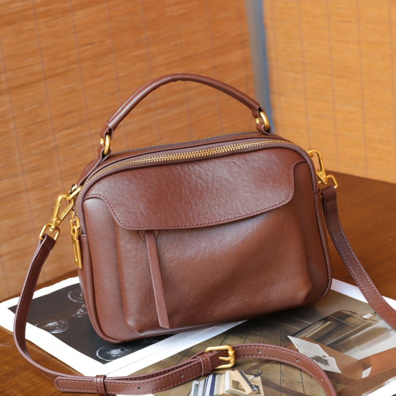BBYANG Vintage crossbody torbica za žene, od vršnog sloja kože s rastlinskim postupkom obrade