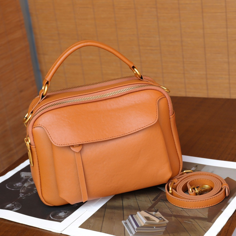 BBYANG Vintage crossbody torbica za žene, od vršnog sloja kože s rastlinskim postupkom obrade