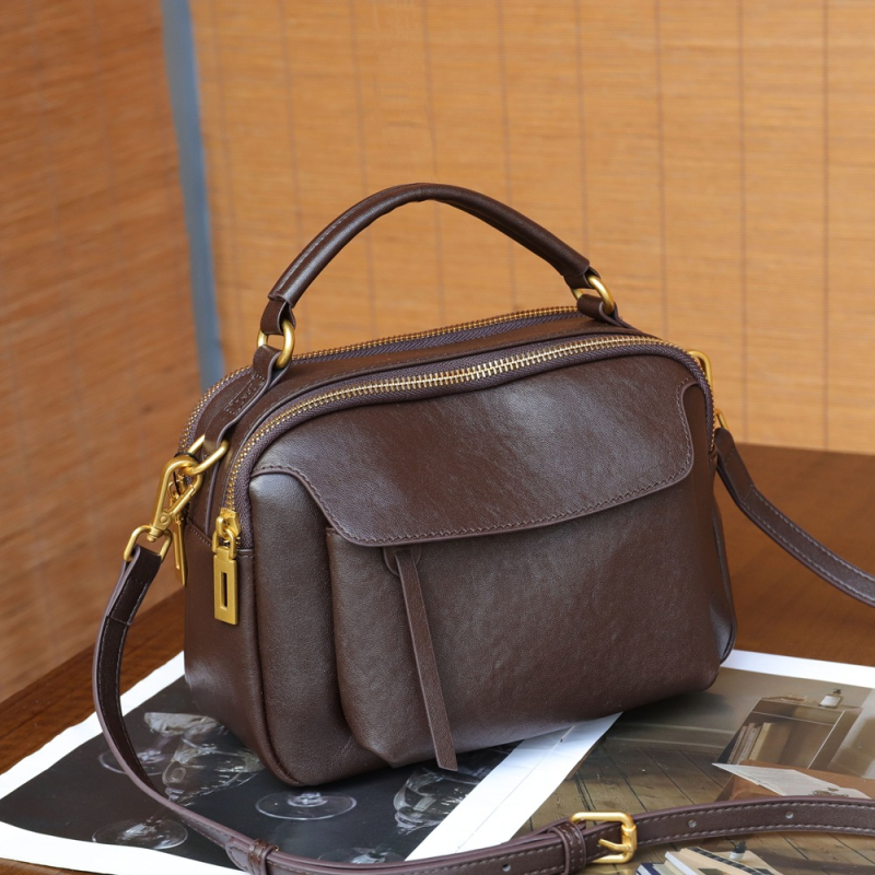 BBYANG Vintage crossbody torbica za žene, od vršnog sloja kože s rastlinskim postupkom obrade