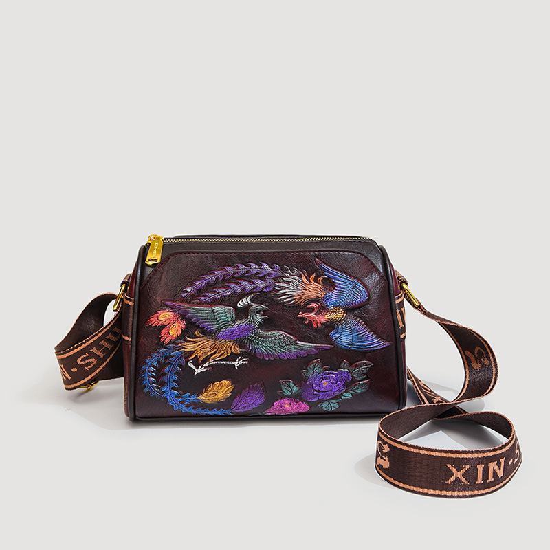 Ženska torbica za ramena u retro etničkom stilu, PU materijal, crossbody u Boston stilu