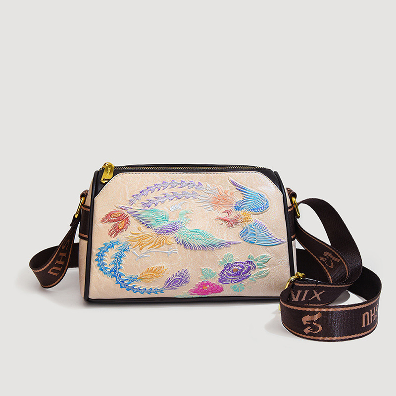 Ženska torbica za ramena u retro etničkom stilu, PU materijal, crossbody u Boston stilu
