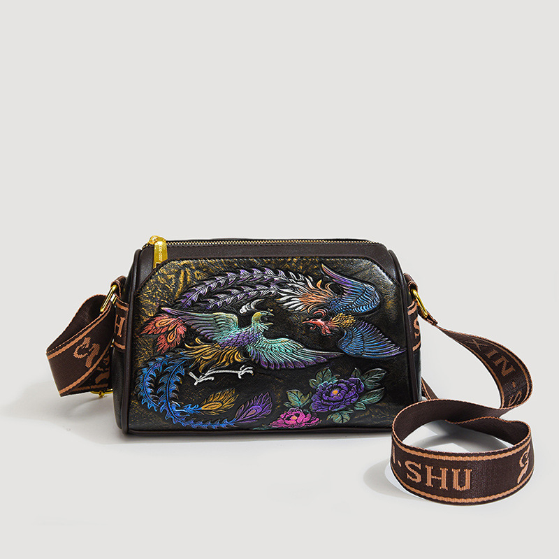 Ženska torbica za ramena u retro etničkom stilu, PU materijal, crossbody u Boston stilu