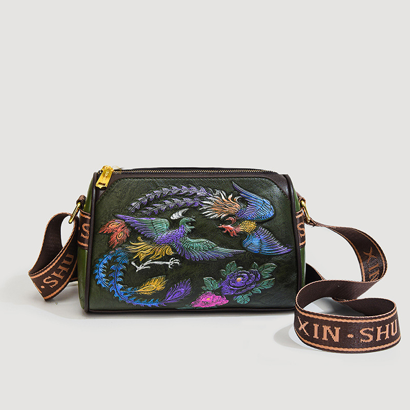 Ženska torbica za ramena u retro etničkom stilu, PU materijal, crossbody u Boston stilu
