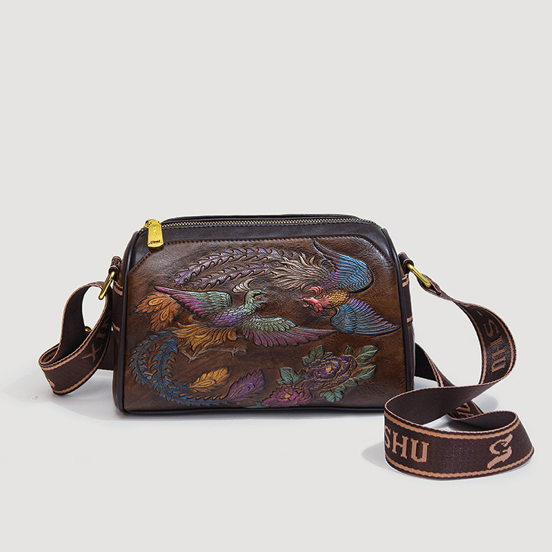 Ženska torbica za ramena u retro etničkom stilu, PU materijal, crossbody u Boston stilu