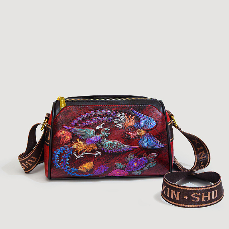 Ženska torbica za ramena u retro etničkom stilu, PU materijal, crossbody u Boston stilu