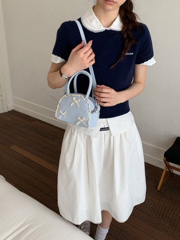 Macaron mini torbica za ruže za žene, s ljupkom mašnicom, preko ramena i crossbody, jastučastog oblika