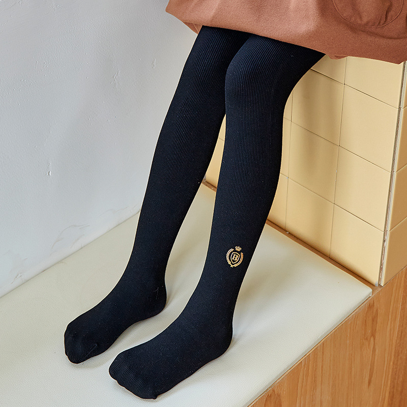 Fehér pamut leggings lányoknak fleece béléssel, őszi–téli viselet, pöttyös mintával