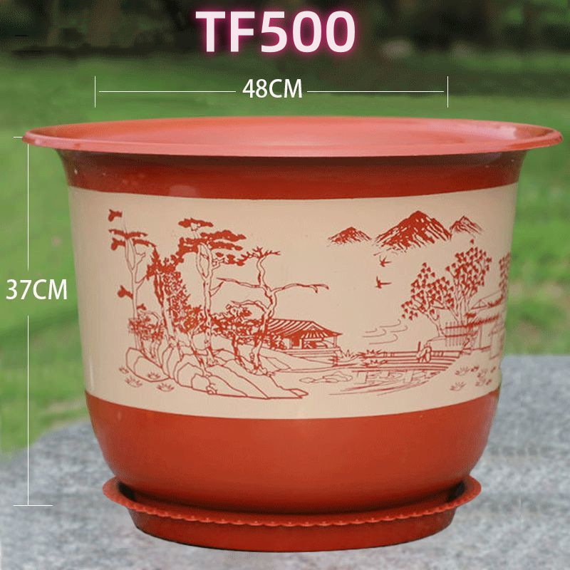 Ghiveci mare din rășină, cu finisaj ceramic imitativ, pentru orhidee și copacul banilor