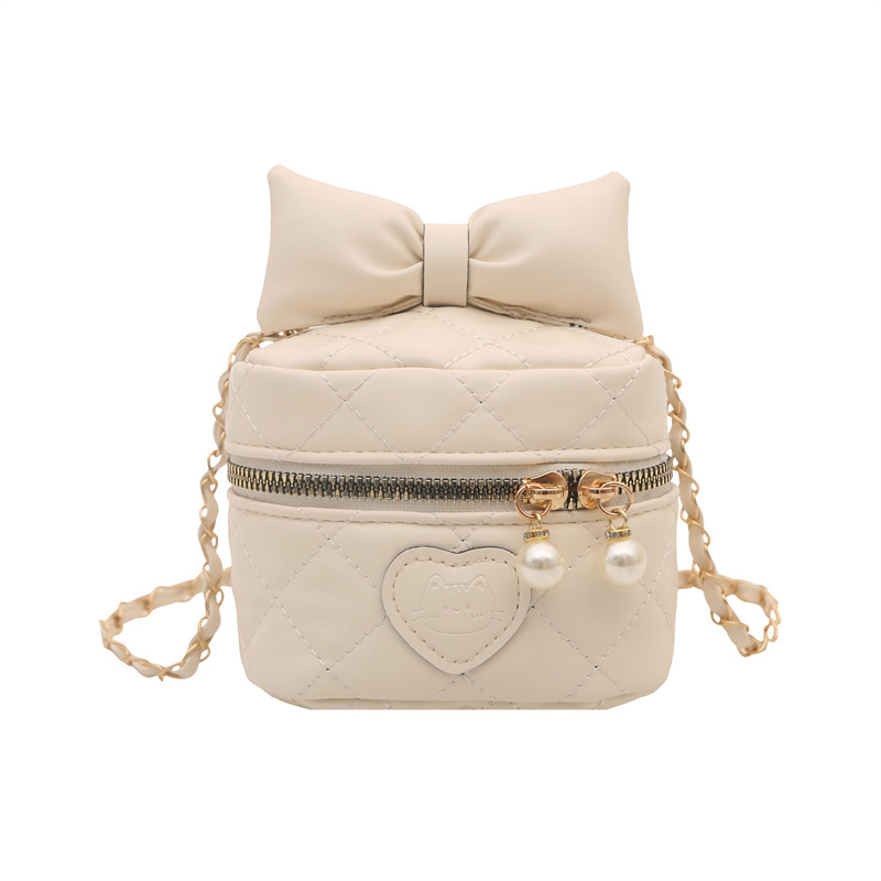 Slatka mini torbica s mašnicom za žene i djecu, prešivana lančana torba, pretinac za ruž, moderna crossbody torba
