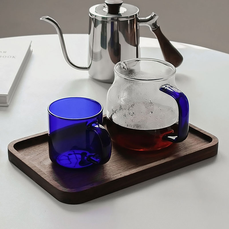 Cană de cafea din sticlă borosilat, rezistentă la temperaturi ridicate, cu mâner colorat