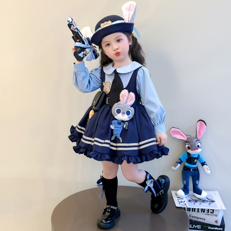 Dječja cosplay haljina s likom policijske zečice Judy, Lolita princes stil, Disney inspirirano, za proljeće i jesen.