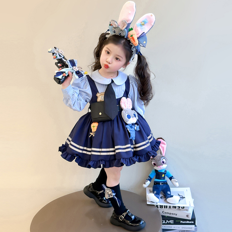 Dječja cosplay haljina s likom policijske zečice Judy, Lolita princes stil, Disney inspirirano, za proljeće i jesen.