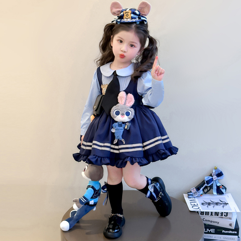 Dječja cosplay haljina s likom policijske zečice Judy, Lolita princes stil, Disney inspirirano, za proljeće i jesen.