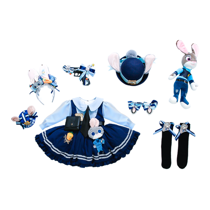 Dječja cosplay haljina s likom policijske zečice Judy, Lolita princes stil, Disney inspirirano, za proljeće i jesen.