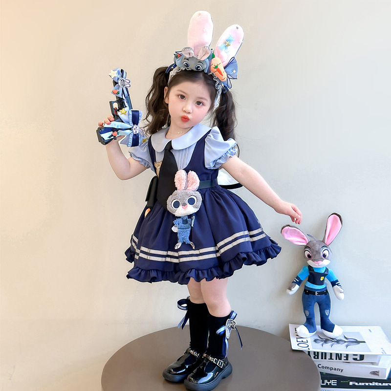 Dječja cosplay haljina s likom policijske zečice Judy, Lolita princes stil, Disney inspirirano, za proljeće i jesen.