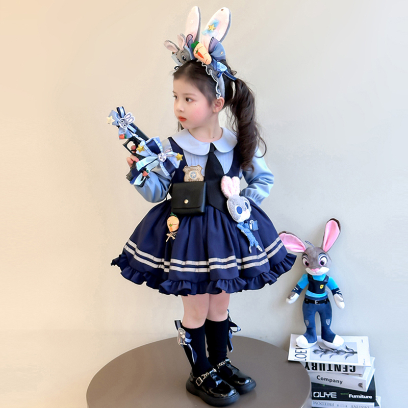 Dječja cosplay haljina s likom policijske zečice Judy, Lolita princes stil, Disney inspirirano, za proljeće i jesen.
