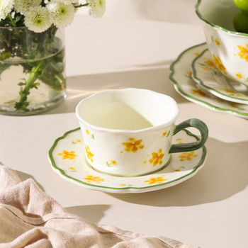 Set de veselă din porțelan cu glazură Narcissus Lily, stil pastoral – bol de orez, bol de supă, farfurie