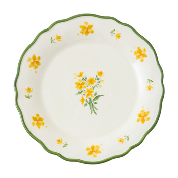 Set de veselă din porțelan cu glazură Narcissus Lily, stil pastoral – bol de orez, bol de supă, farfurie