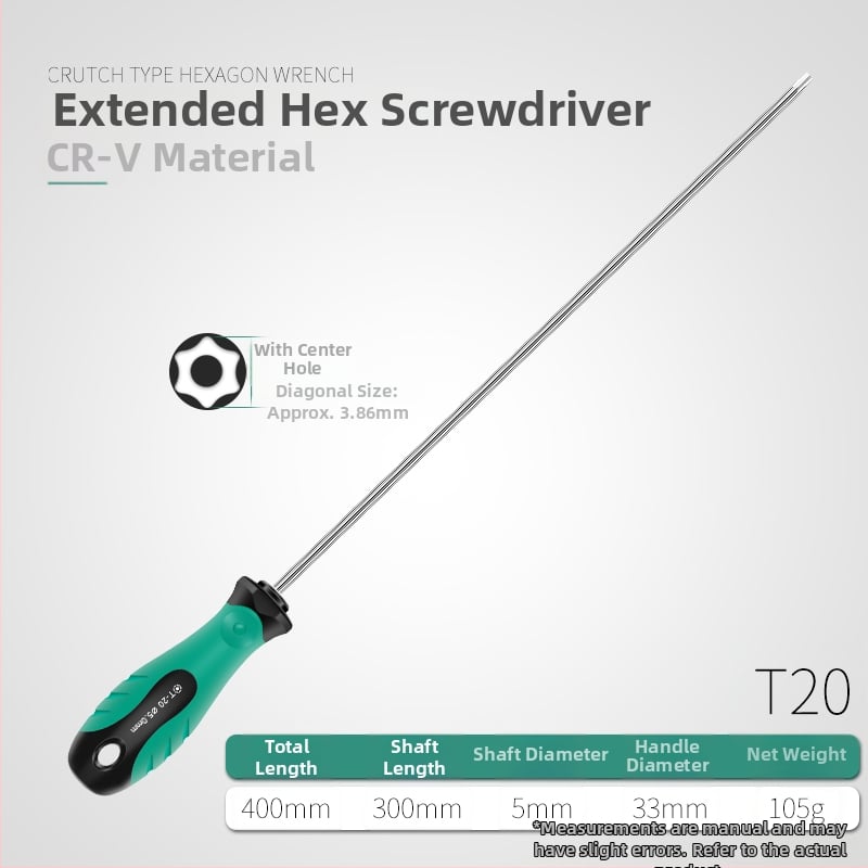Sada skrutkovačov Torx s predĺženou tyčou 40 cm, veľkosti T5-T30, s dierkami aj bez dierok